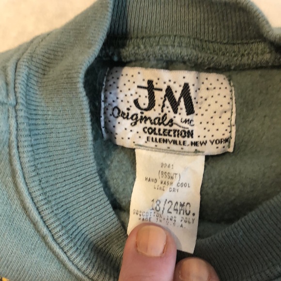 Vintage Made in the USA Distressed Green Pullover Sweatshirt with Big Trucks - Picture 3 of 16